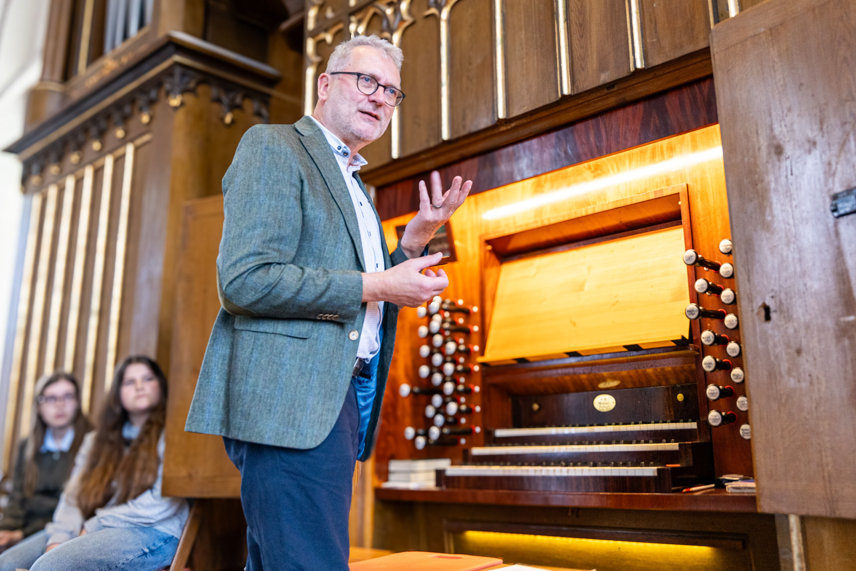 Orgelkurs Marienkirche Prof. Dr. Matthias Schneider während eines Orgelkurses in der Greifswalder Marienkirche.